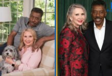 Ernie Hudson and his wife Linda Kingsberg posing together in a family portrait and at a public event